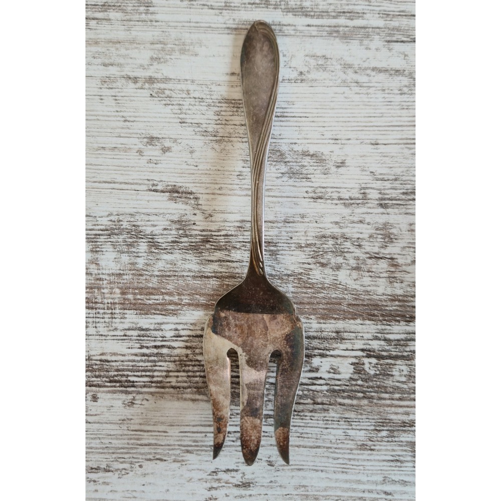 Vintage Oneida Ltd. Stainless Steel 3-Tine Serving Fork Fluted Handle Flatware